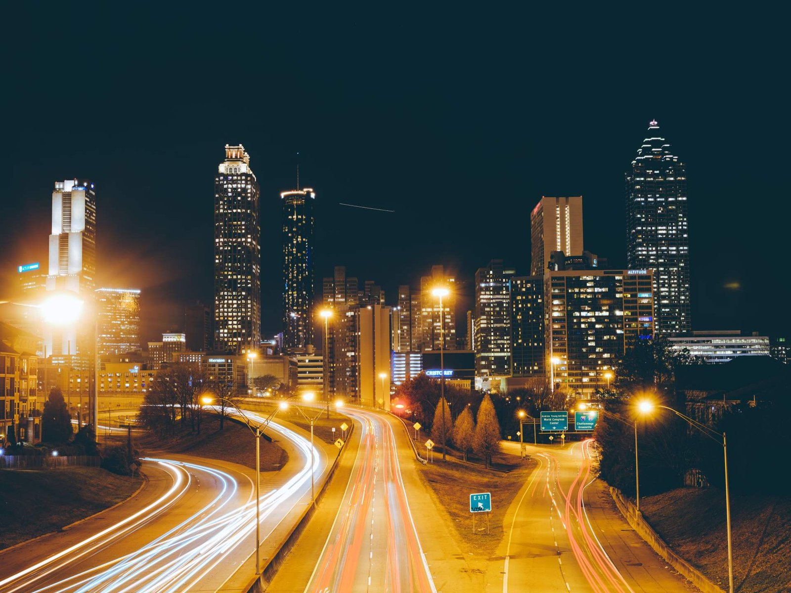 Downtown Atlanta skyline at night, Georgia commercial property insurance