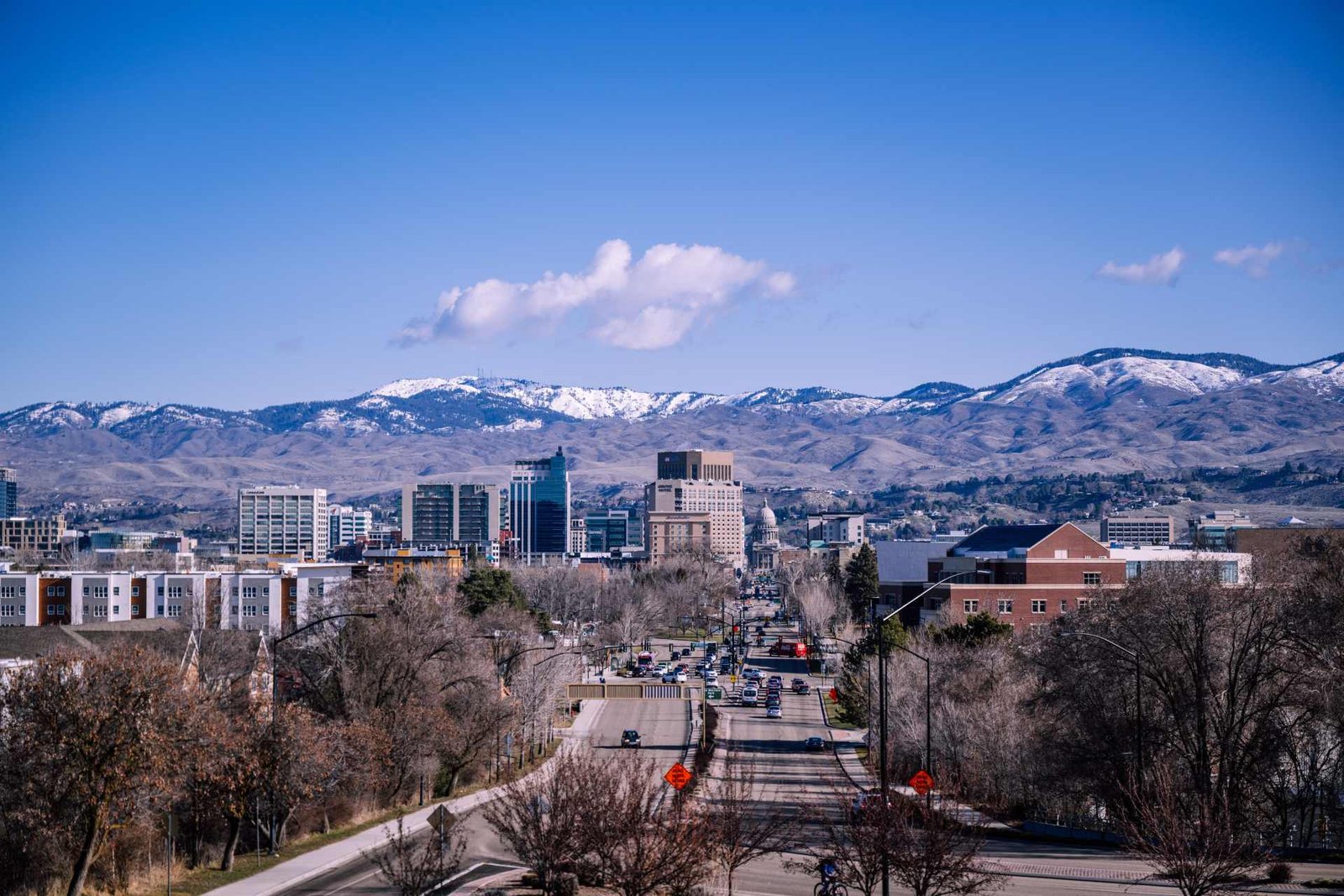 Downtown Boise and the snow-covered foothills, Idaho commercial property insurance