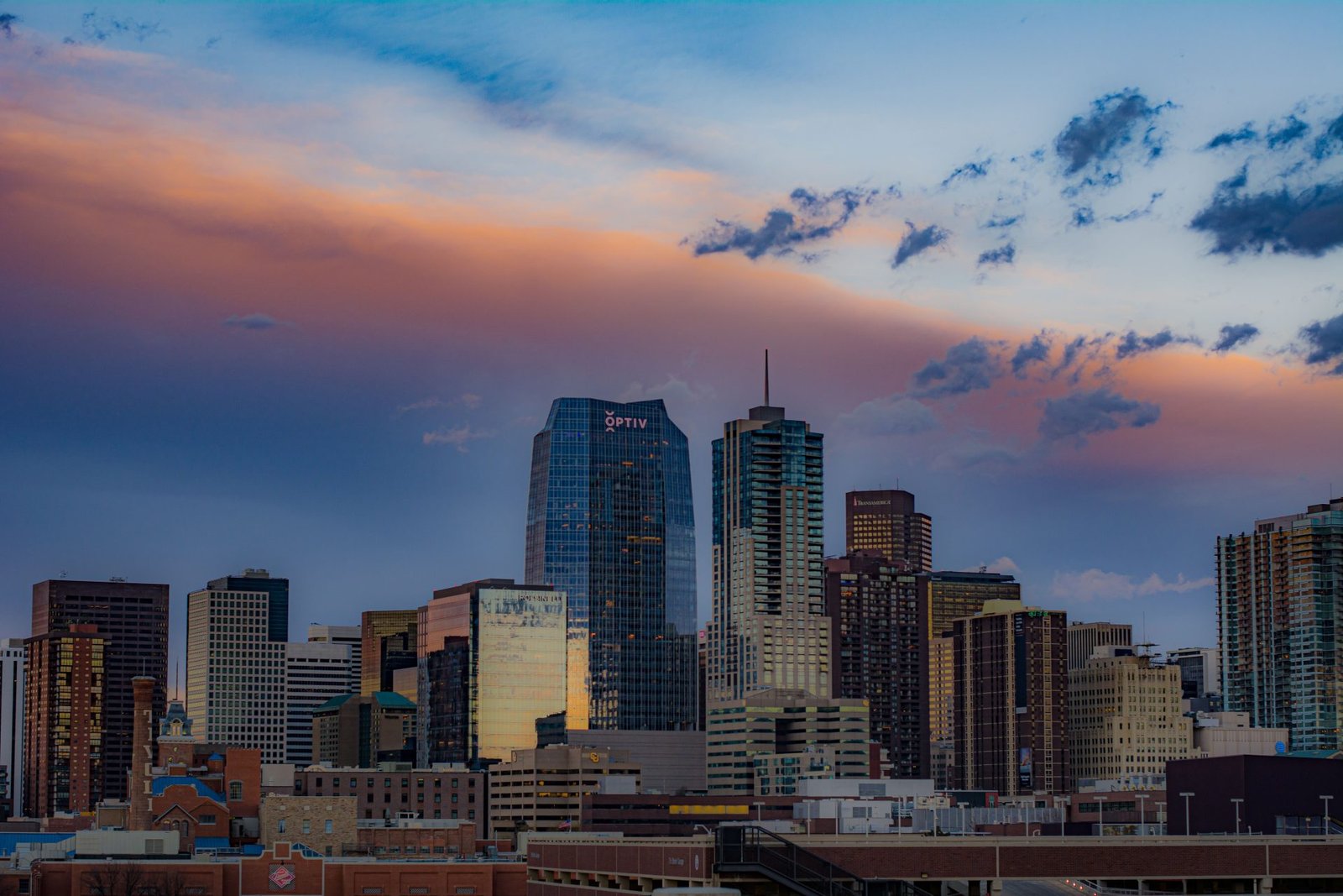 Downtown Denver skyline at sunset, Colorado commercial property insurance