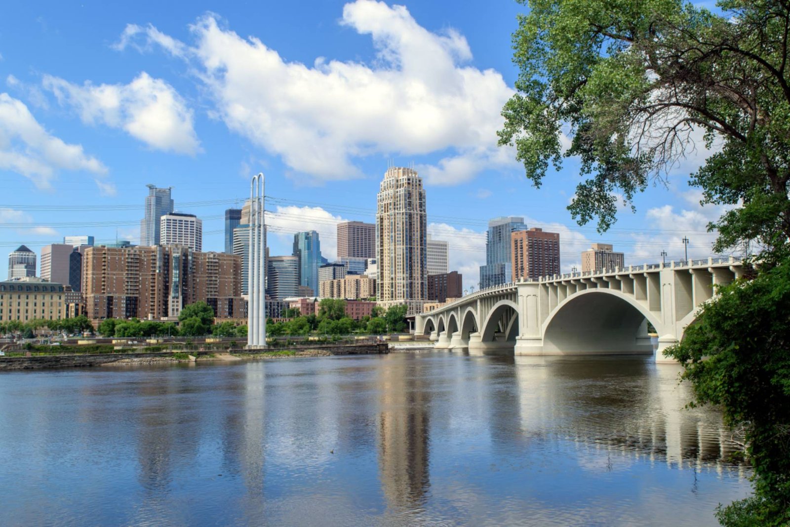 Minneapolis skyline and the Mississippi River, Minnesota commercial property insurance